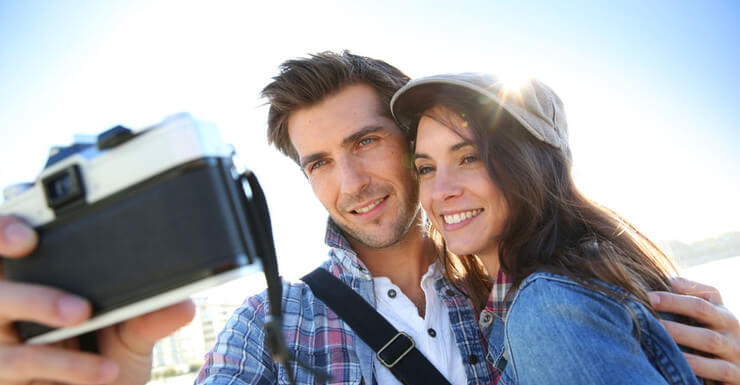 couple takes selfie