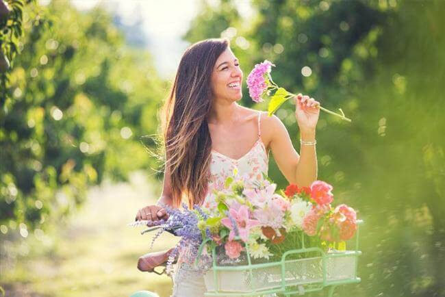 woman with flowers