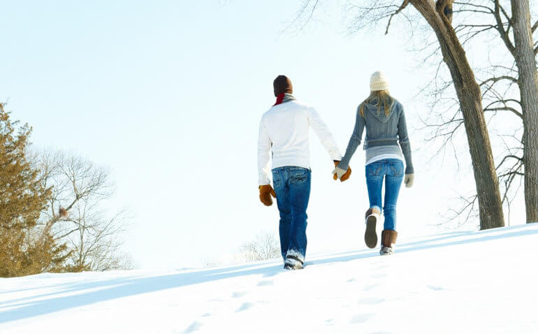 couple on the winter walk