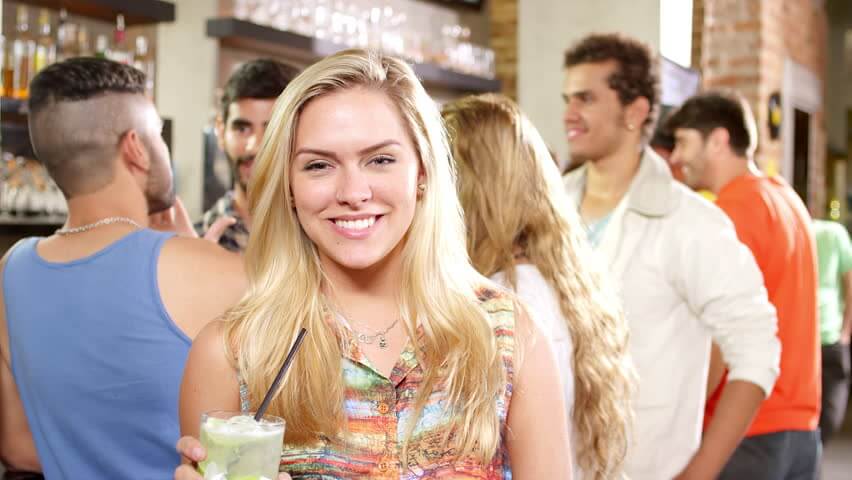 woman with cold drink